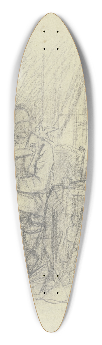 Jakob Becker - Sitzender Mann mit einem Vogel auf der Schulter 39.3 inch art pintail longboard deck