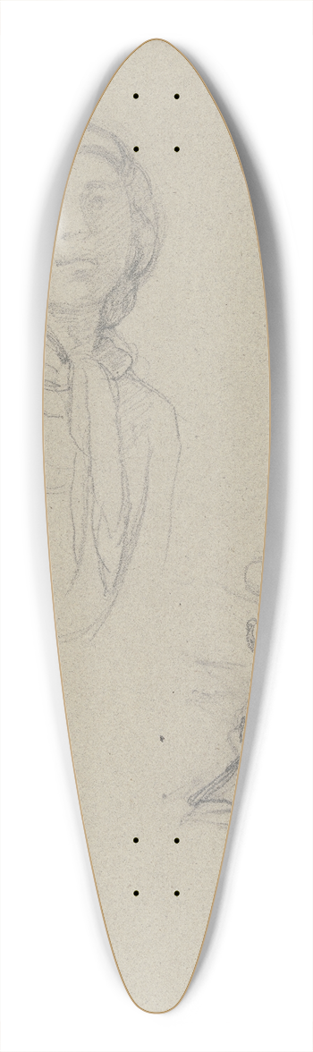 Jakob Becker - Studienblatt; Aufblickendes Bauernmdchen sowie ein Menschenauflauf 39.3 inch art pintail longboard deck