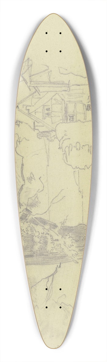 Jakob Becker - Tree on a village road 39.3 inch art pintail longboard deck