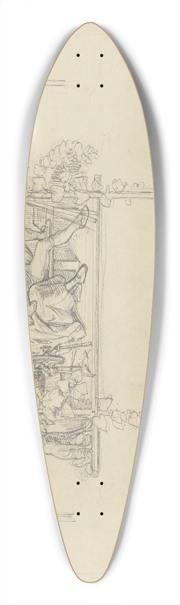 Jakob Becker - Vignette; Peasant couple 39.3 inch art pintail longboard deck