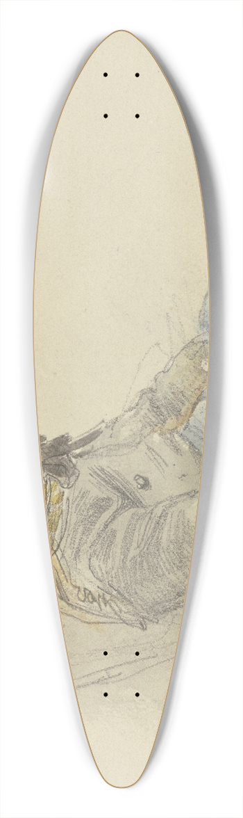 Jakob Frchtegott Dielmann - Mdchen mit niedergeschlagenem Blick auf einem Stuhl sitzend nach rechts 39.3 inch art pintail longboard deck