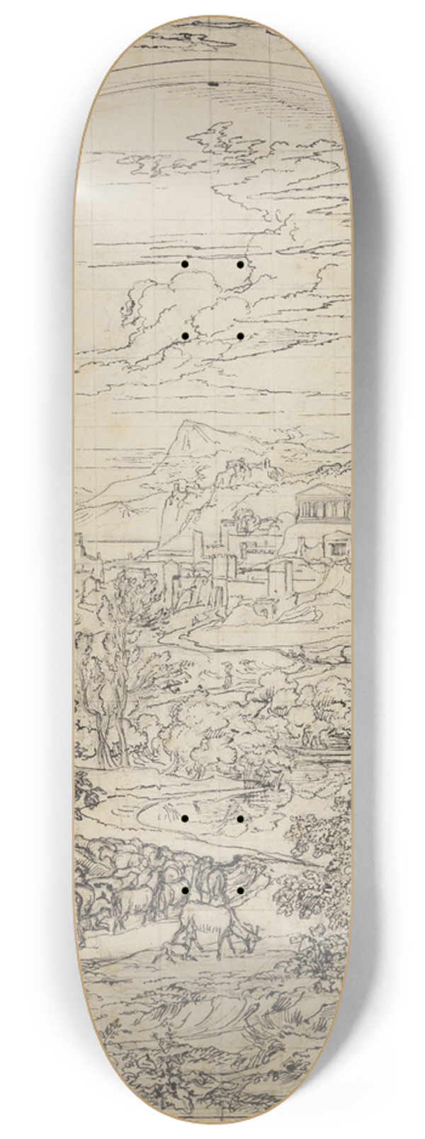 Joseph Anton Koch - Heroische Landschaft mit Regenbogen 8.25 inch art skate deck