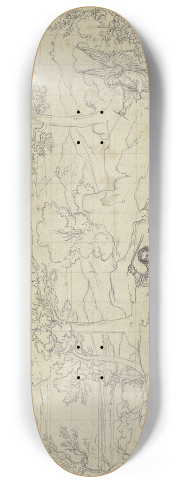 Joseph Anton Koch - Landscape with Bileam 8.25 inch art skate deck