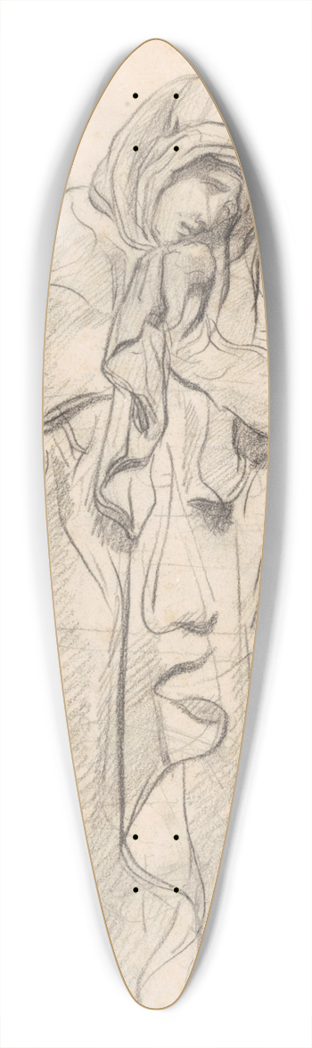 James Ensor - Grieving Woman and Lions Head 39.3 inch art pintail longboard deck