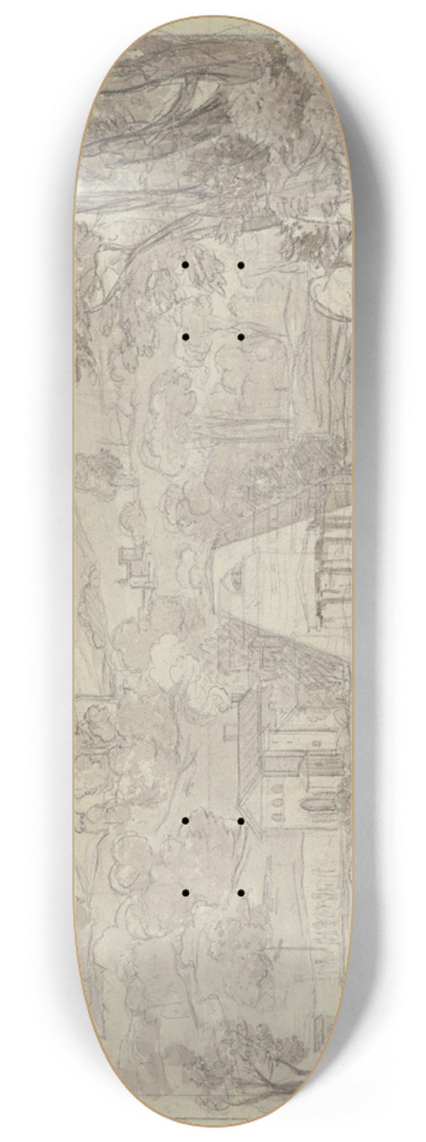 Joseph Anton Koch - Landschaft bei Nemi mit Monte Cavo 8.25 inch art skate deck