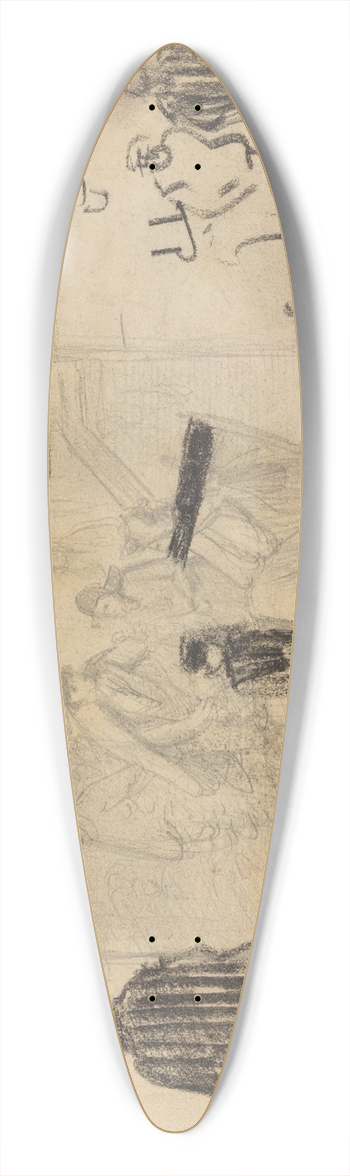 James Ensor - Kruiwagen, figuren en schets 39.3 inch art pintail longboard deck