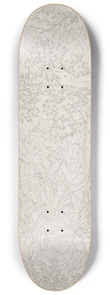 Joseph Anton Koch - The Grindelwald Glacier with Hunter and Peasant Girl in Foreground 8.25 inch art skate deck