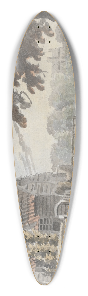 James Miller - House by a Bridge 39.3 inch art pintail longboard deck