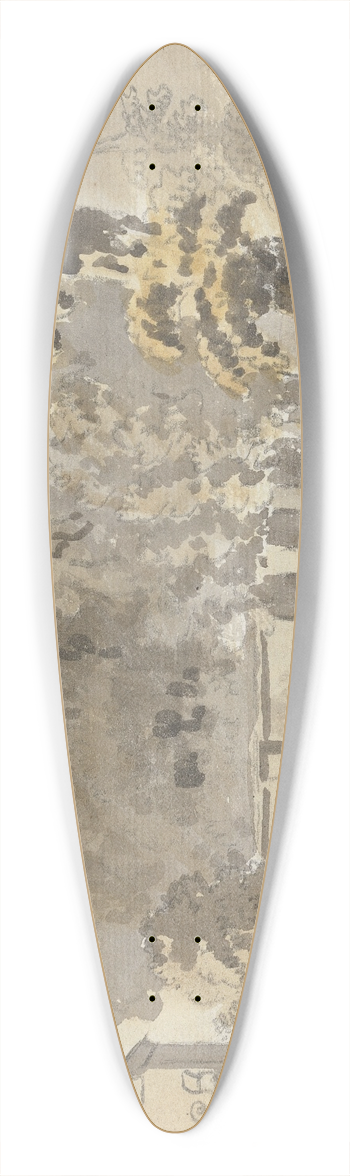 James Miller - House with trees 39.3 inch art pintail longboard deck