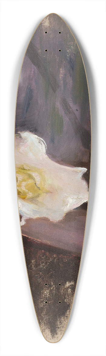 Jan Cigliski - White flower, study 39.3 inch art pintail longboard deck