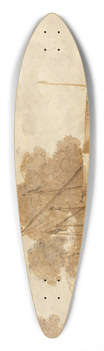 Jan de Bisschop - The Valkenburg Ferry Boat 39.3 inch art pintail longboard deck