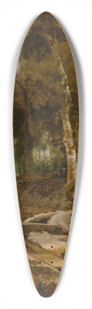 Jan Hackaert - Forest Landscape with Stag Hunt 39.3 inch art pintail longboard deck