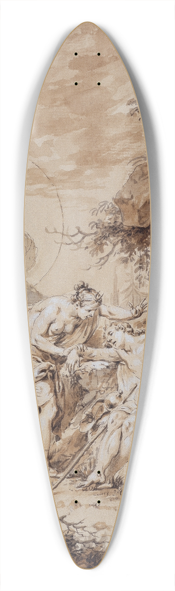 Januarius Zick - Luna and Endymion 39.3 inch art pintail longboard deck