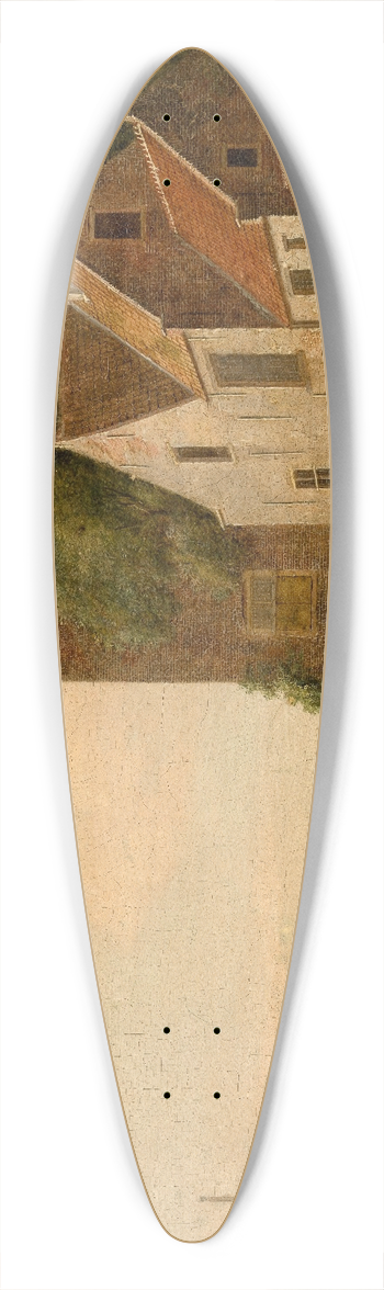 Jan van der Heyden - Bridge over a River 39.3 inch art pintail longboard deck