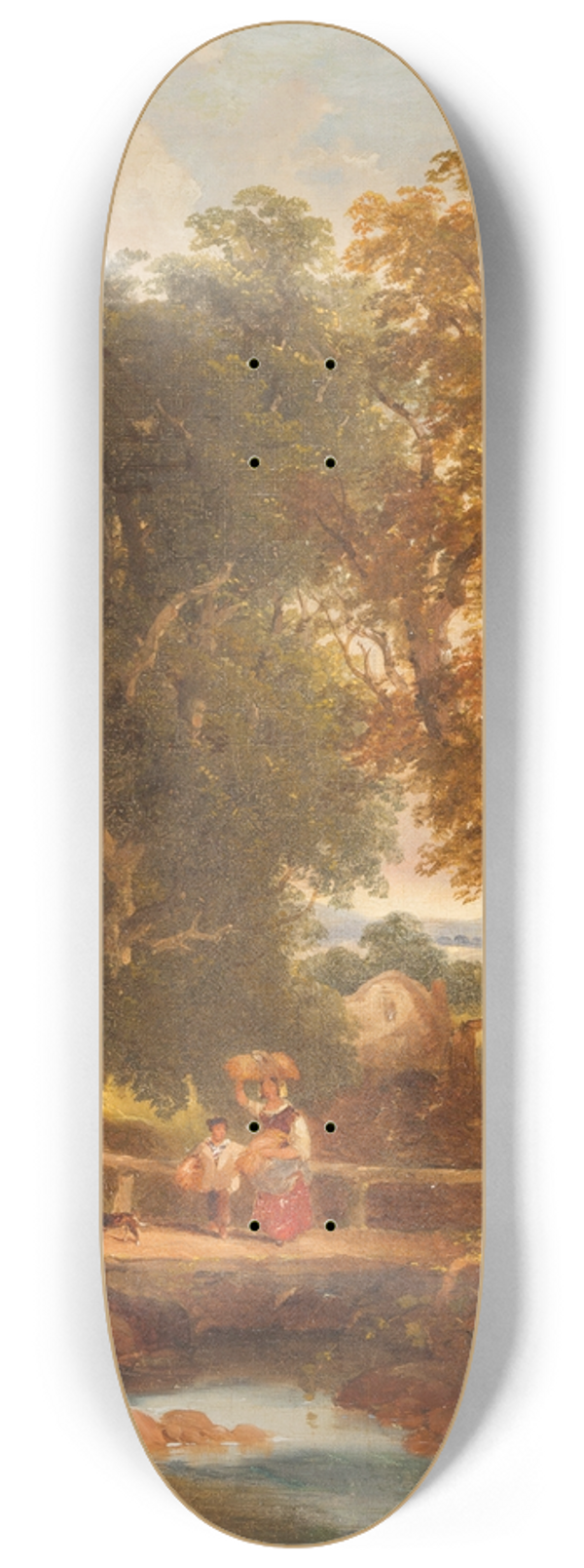 Joseph Horlor - Peasants walking by a stream 8.25 inch art skate deck