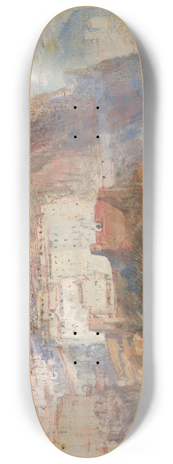 Joseph Mallord William Turner - Genoa, from the Sea, looking up to the Church of Santa Maria Assunta in Carignano 8.25 inch art skate deck