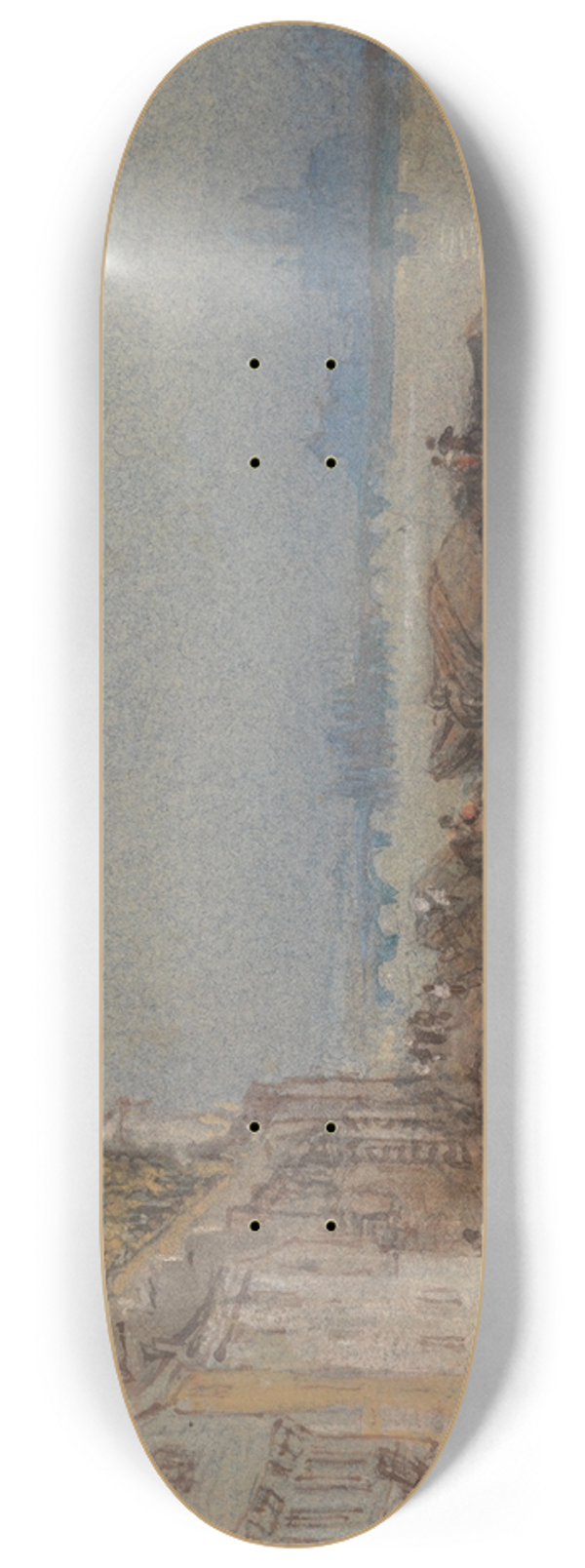 Joseph Mallord William Turner - Tours: Sunset- Looking Backwards 8.25 inch art skate deck