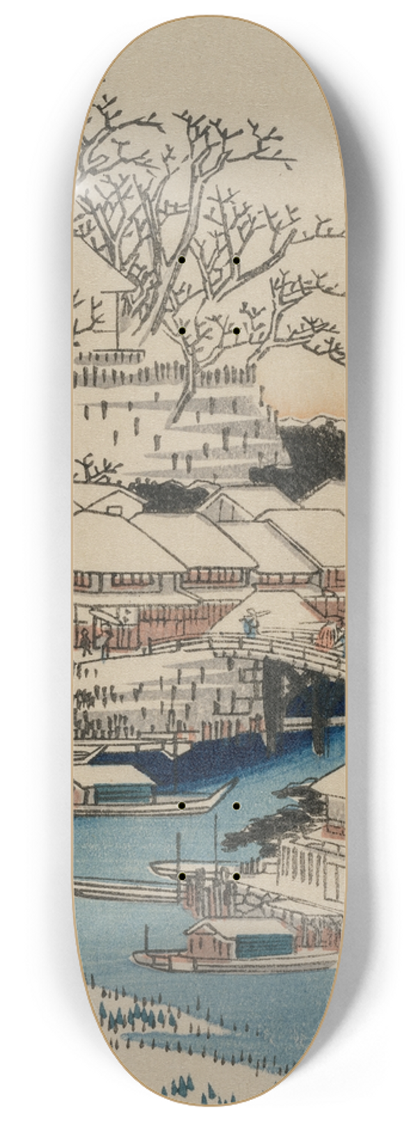And Hiroshige - Clear Weather after Snow at Matsuchiyama, from the series Famous Places in the Eastern Capital 8.25 inch art skate deck