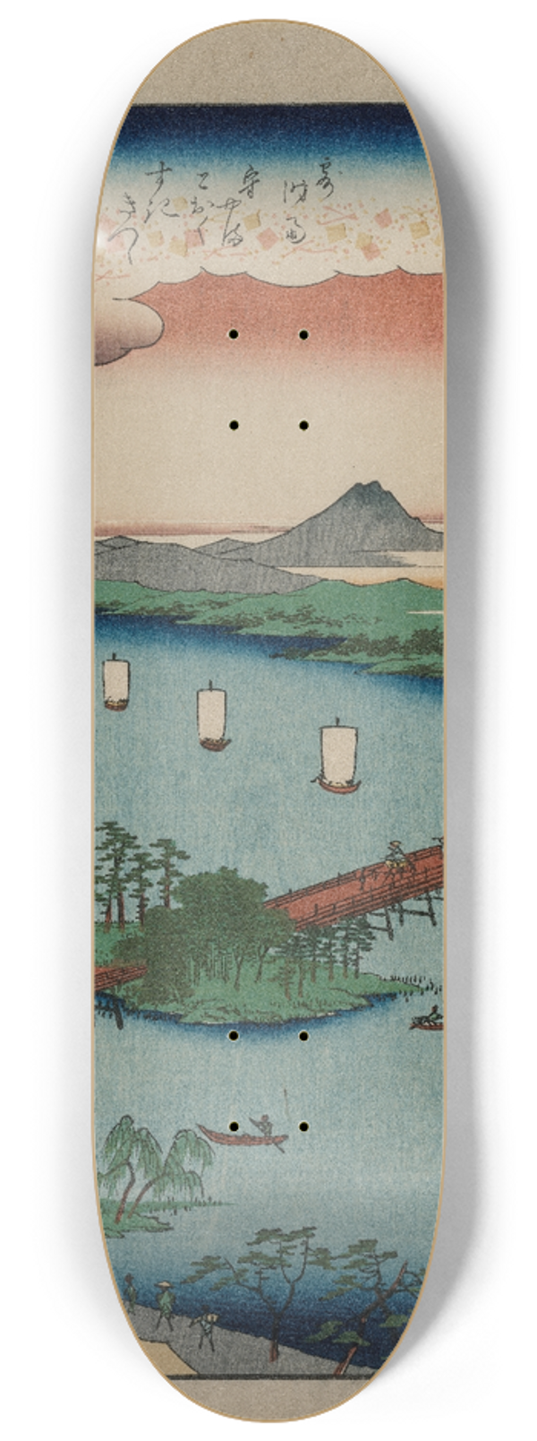 And Hiroshige - Evening Glow at Seta, from the series Eight Views of mi 8.25 inch art skate deck