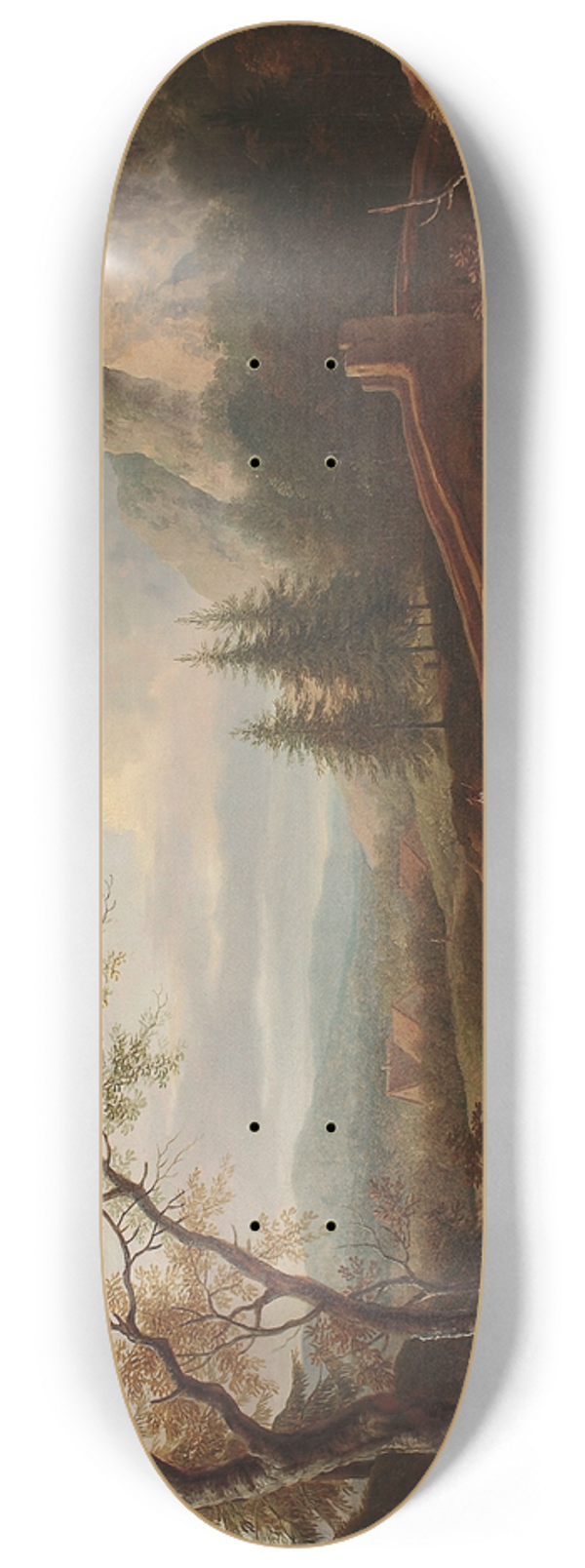 Joseph Roos - Mountain landscape with a bridge 8.25 inch art skate deck