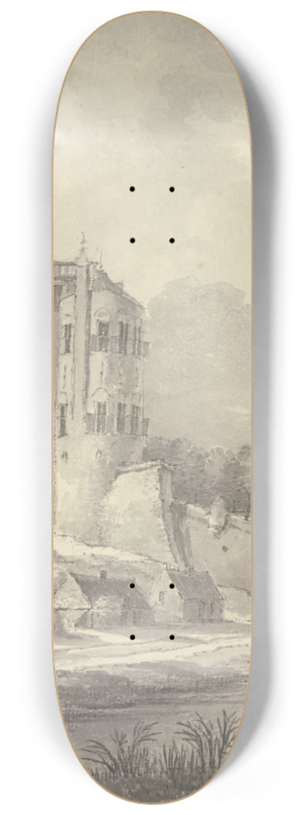 Joseph van den Kerckhove - Blick auf den Wachturm Belvdre im Nijmegen 8.25 inch art skate deck