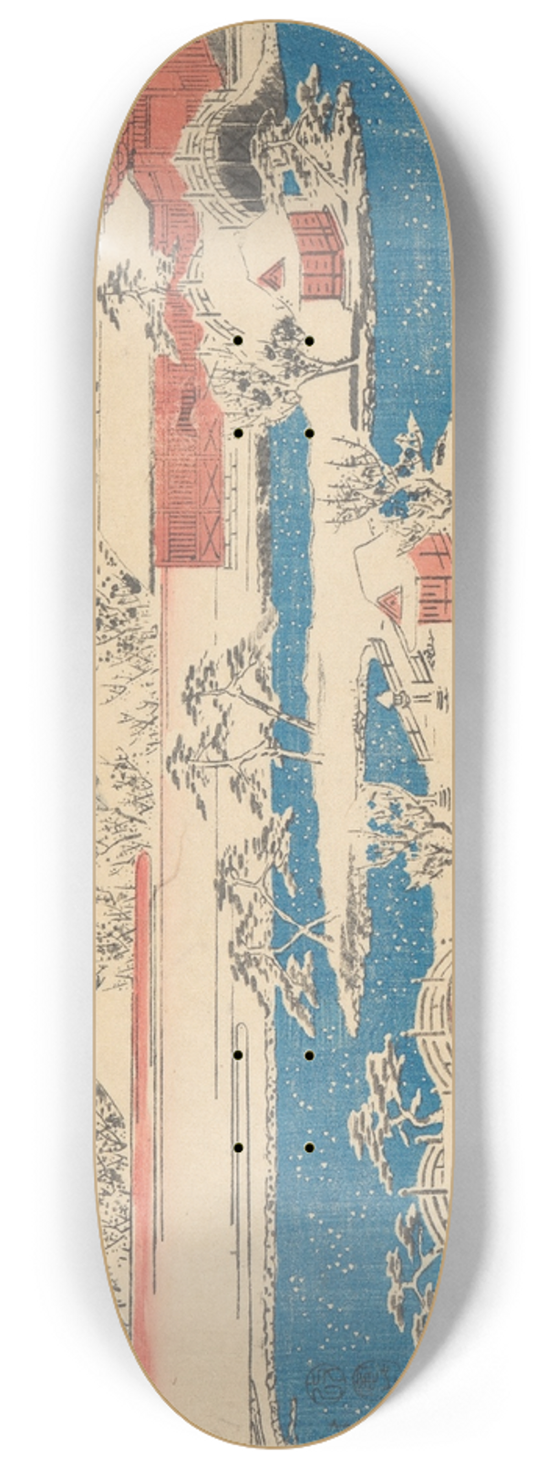 And Hiroshige - Kameido Temmaugu in Snow 8.25 inch art skate deck