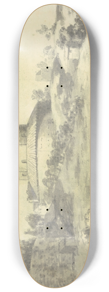 Joseph Wright of Derby - Landscape with Granary 8.25 inch art skate deck