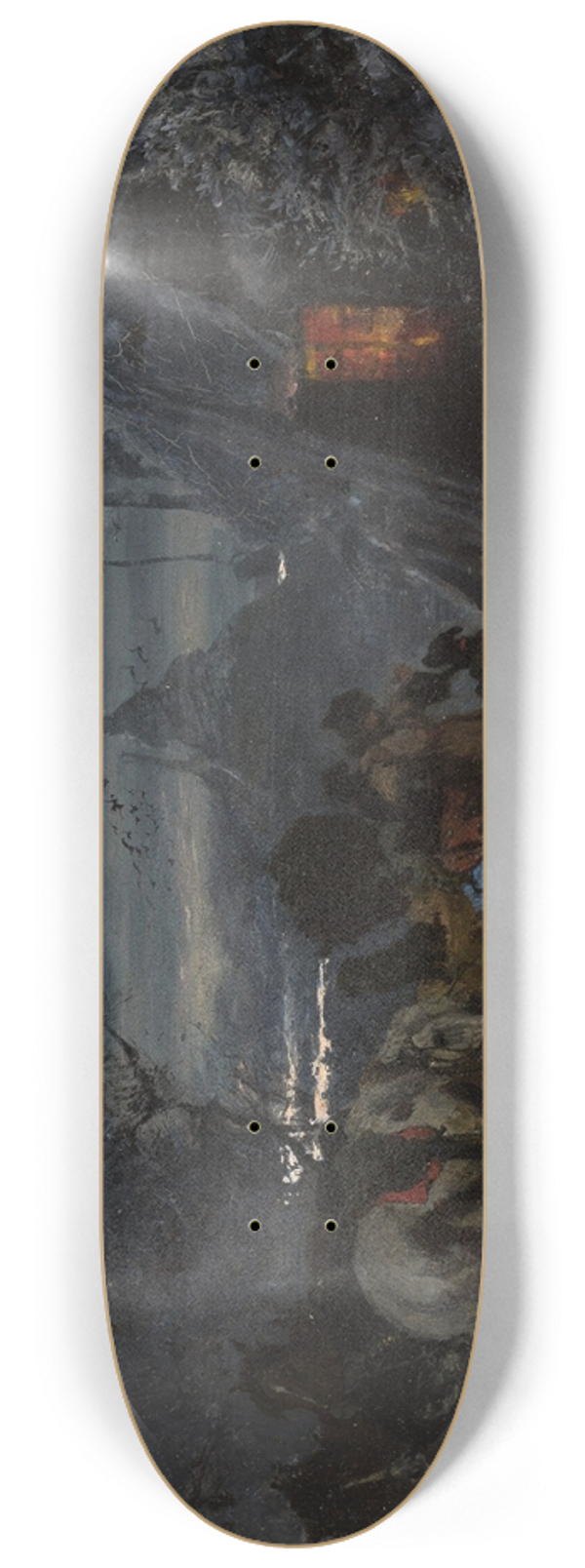 Jozef Chelmonski - Sleigh in front of a hut at night 8.25 inch art skate deck