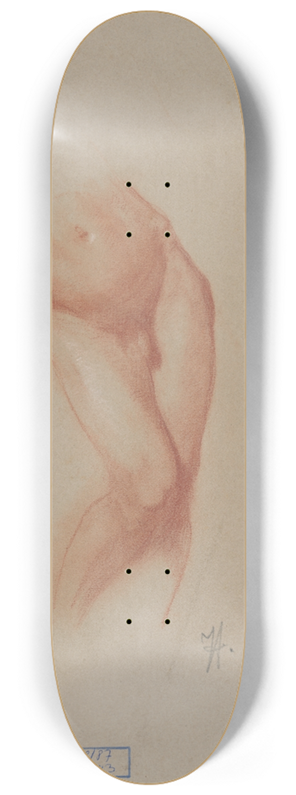 Jozef Hanula - Torso of a male nude 8.25 inch art skate deck