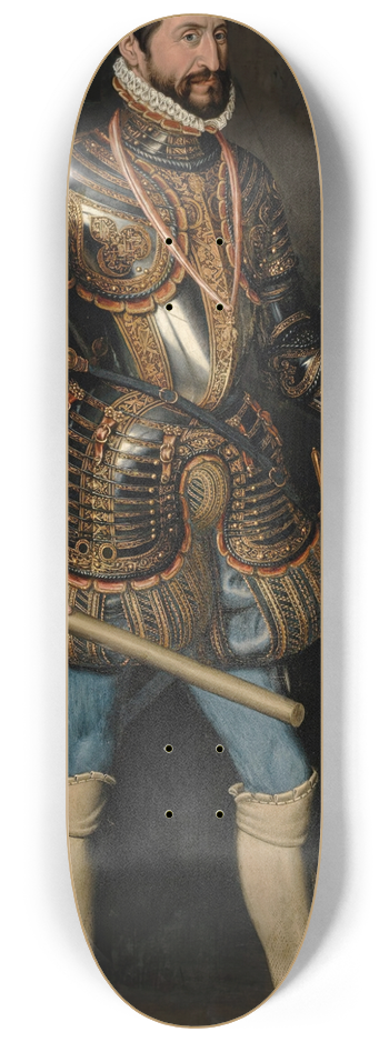 Juan Pantoja de la Cruz - Portrait ofa gentleman in armor, traditionally said to be Don Fernando Alvarez de Toledo, 3rd Duke of Alba 8.25 inch art skate deck