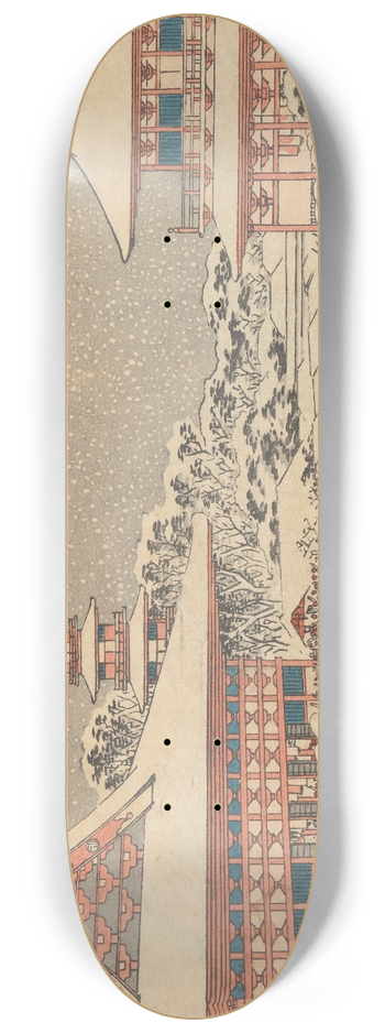 And Hiroshige - Two Red Pavilions in Snow 8.25 inch art skate deck