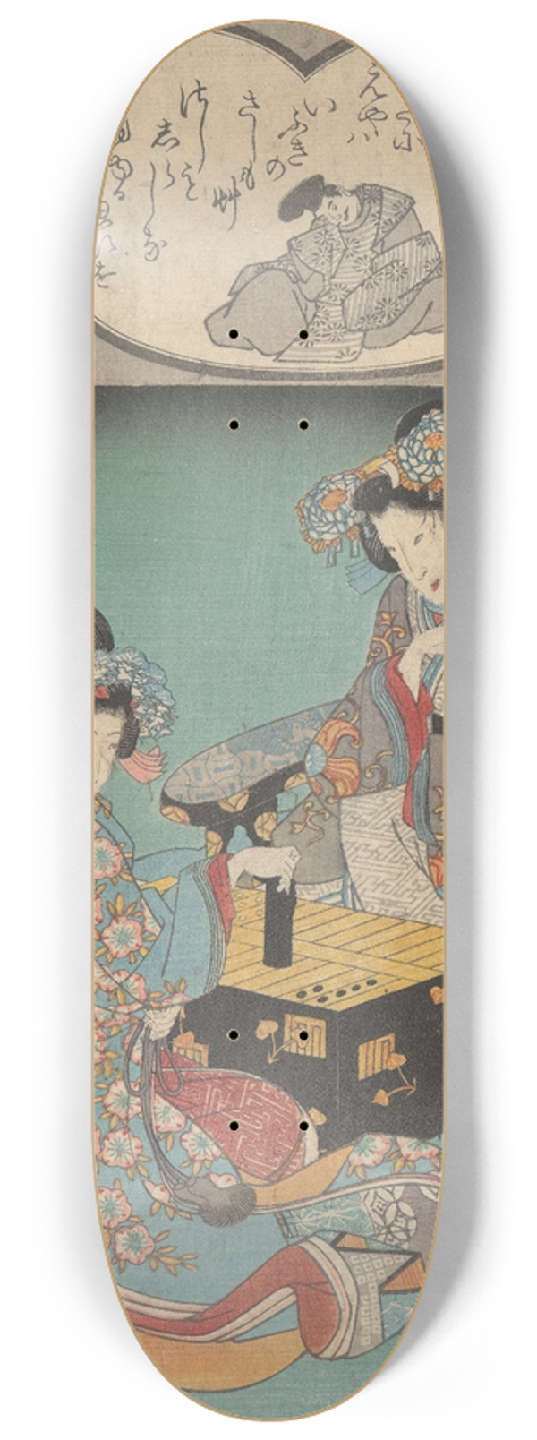 And Hiroshige - Two Women Playing a Game 8.25 inch art skate deck