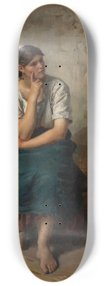 Jules Breton - Paysanne Au Repos (Peasant Girl Resting) 8.25 inch art skate deck