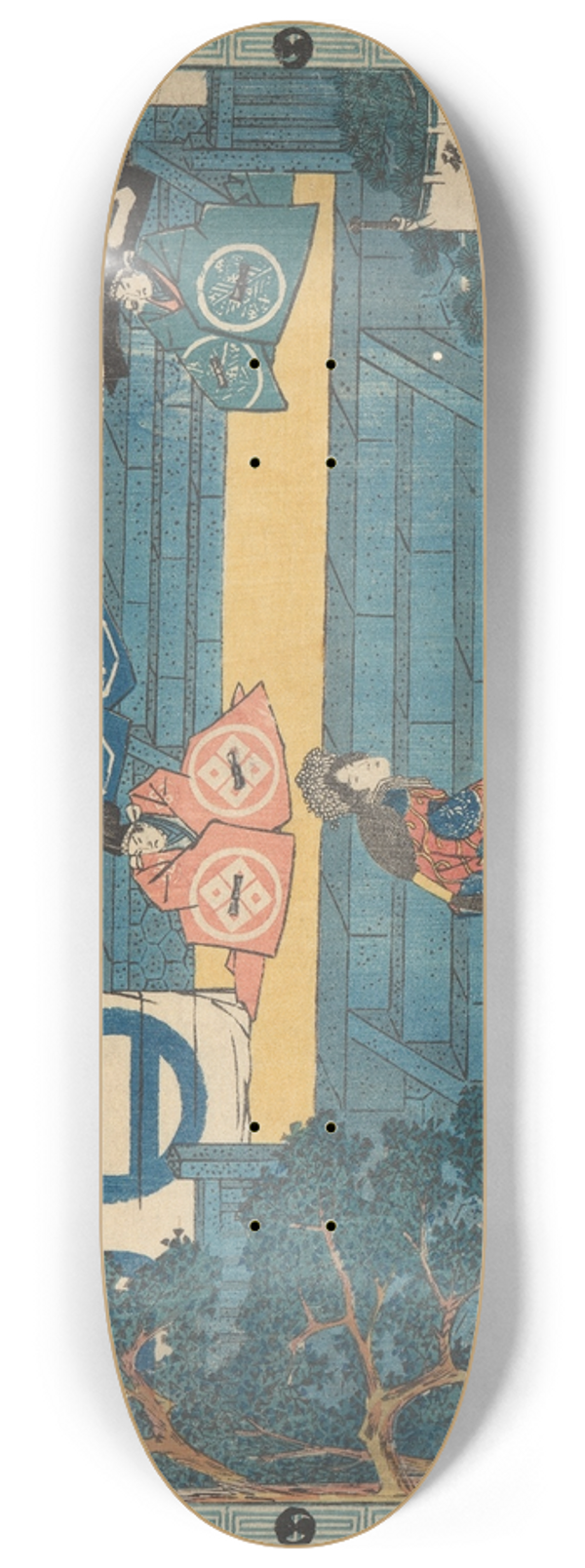 And Hiroshige - Woman and Treasure Bearers (Kaoya and Treasure Bearers with Trunkful of Helmets) 8.25 inch art skate deck