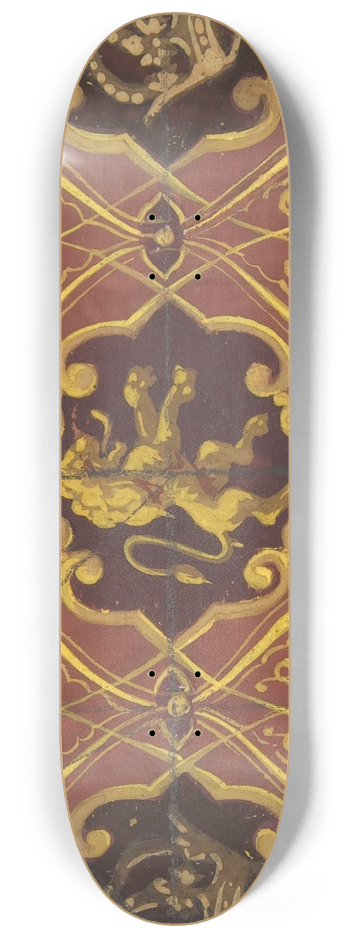 Jules-Edmond-Charles Lachaise - Design for wallpaper featuring rampant lions and crowns 8.25 inch art skate deck