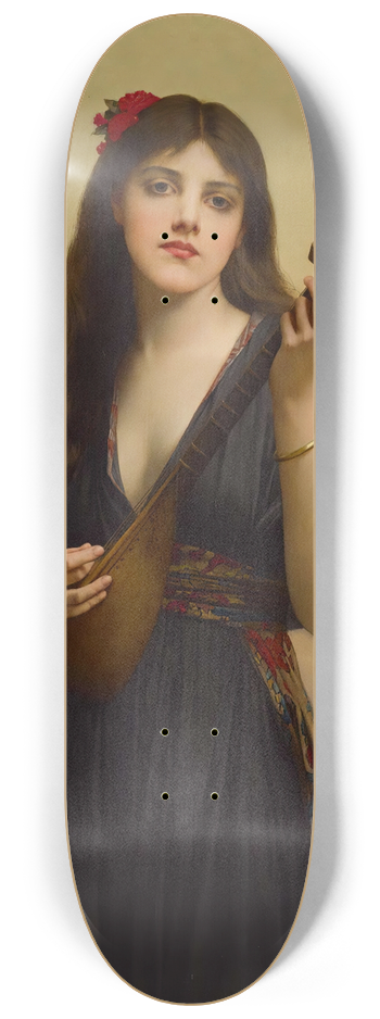 Jules Joseph Lefebvre - Woman Playing A Lute 8.25 inch art skate deck