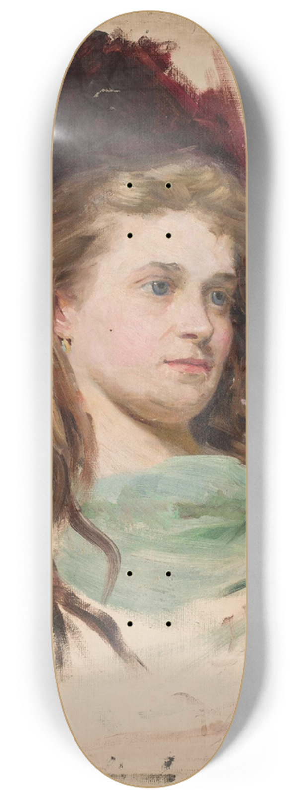 Jzef Brodowski - Portrait of a young woman, sketch 8.25 inch art skate deck