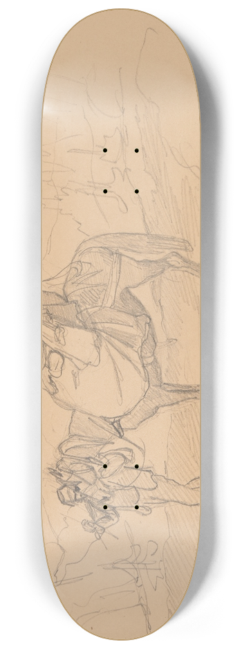 Jzef Simmler - A woman on a horse led by a man in fez 8.25 inch art skate deck