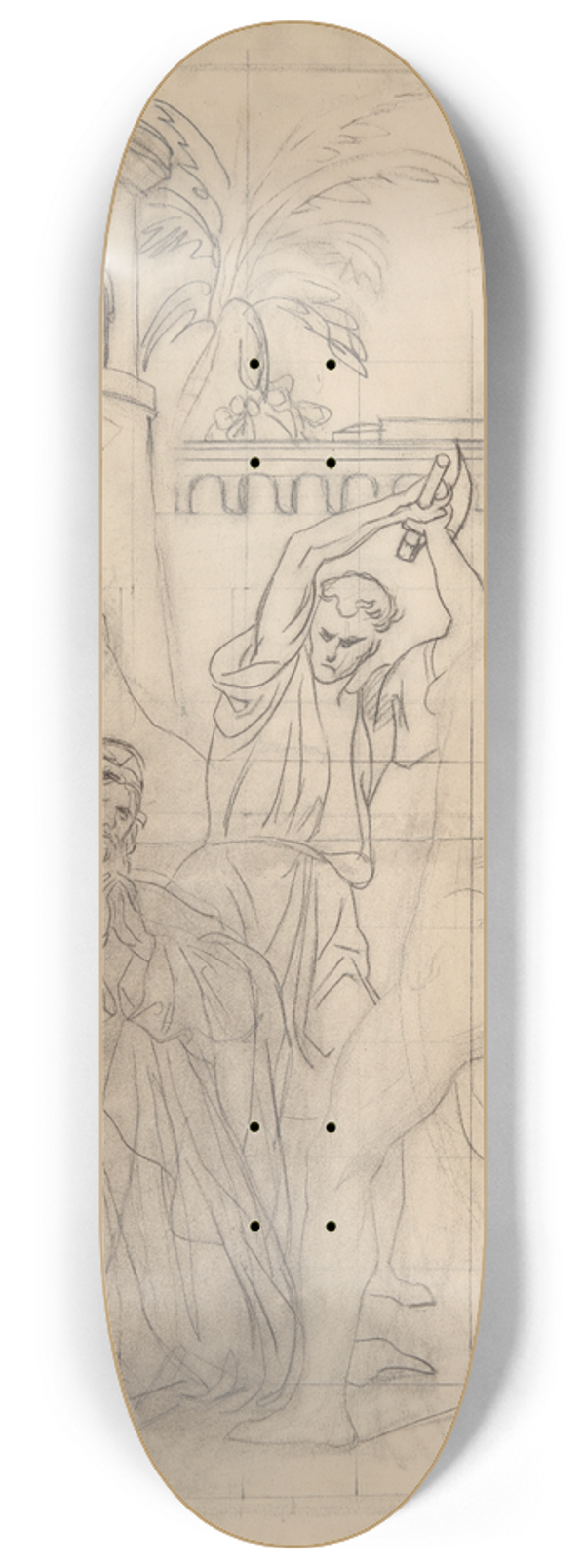Jzef Simmler - Composition sketch to the painting Martyrdom of St Matthias 8.25 inch art skate deck