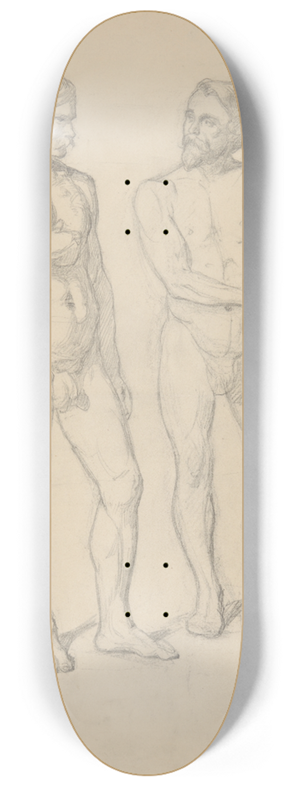 Jzef Simmler - Nude sketches of the figure of King Sigismund I and Hetman Tarnowski in the painting The Upbringing of Sigismund Augustus 8.25 inch art skate deck