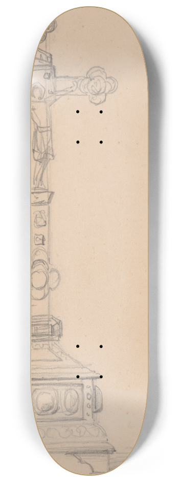 Jzef Simmler - Sketch of crucifix for the painting Queen Jadwigas Oath 8.25 inch art skate deck