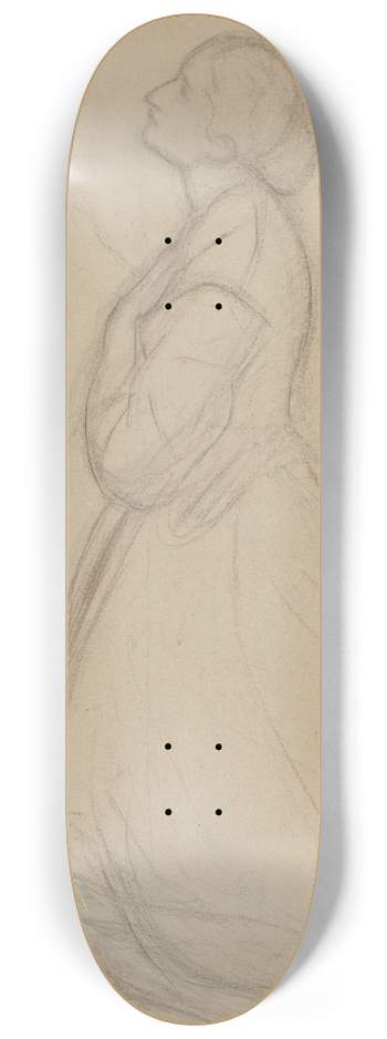 Jzef Simmler - Sketch of the queen figure for the painting Queen Jadwigas Oath 8.25 inch art skate deck