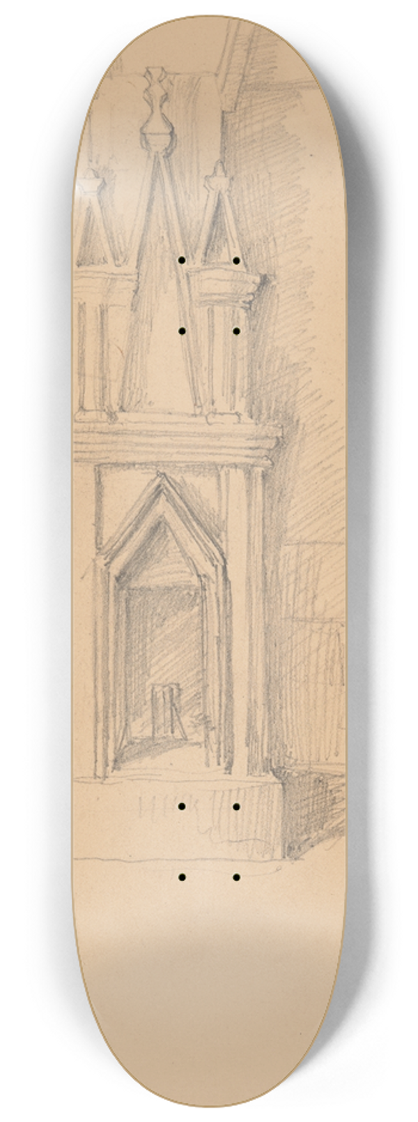 Jzef Simmler - Sketch of the ruins of the castle in Smole 8.25 inch art skate deck