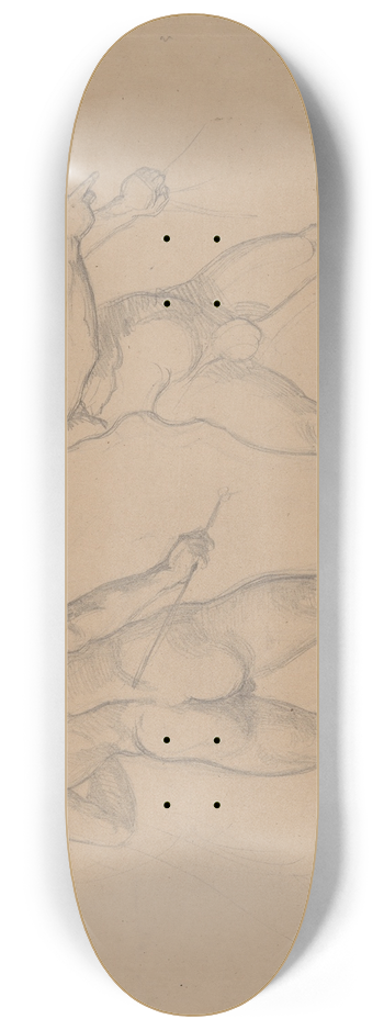 Jzef Simmler - Studies of nude males to the painting Martyrdom of St. Josaphat Kuntsevych 8.25 inch art skate deck