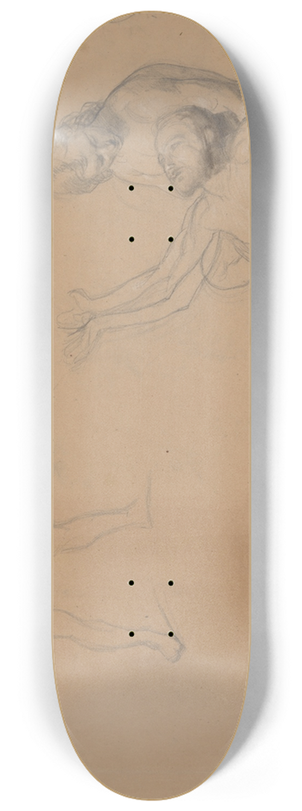 Jzef Simmler - Studies of nude males to the painting Martyrdom of St. Josaphat Kuntsevych 8.25 inch art skate deck