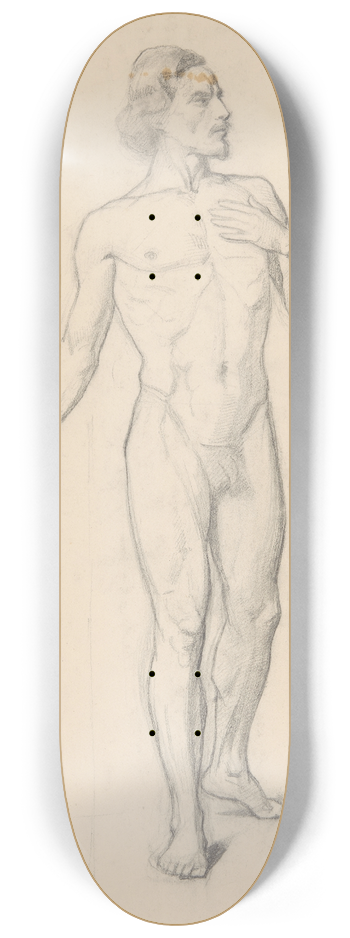 Jzef Simmler - Study of a nude male 8.25 inch art skate deck