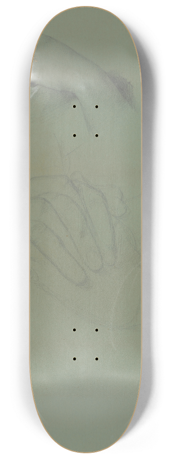 Jzef Simmler - Study of hands for the painting Death of Barbara Radziwi 8.25 inch art skate deck