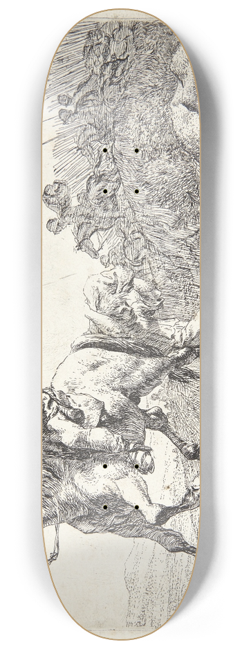 Karel Dujardin - Tre grise liggende ved en svinesti 8.25 inch art skate deck