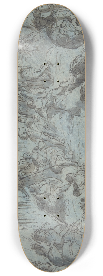 Karel krta - Apollo and the Nine Muses surrounded by Poets on Mount Parnassus 8.25 inch art skate deck