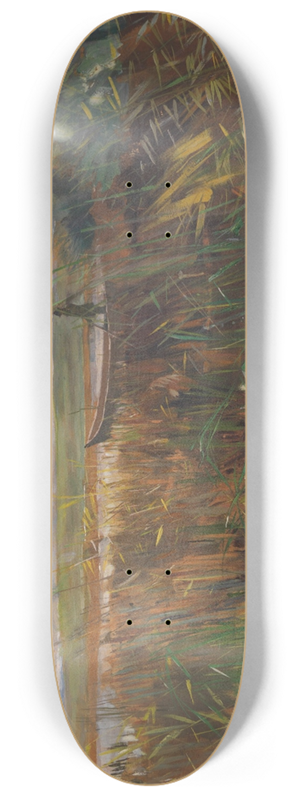 Karl Hagemeister - Mrkische Seenlandschaft mit Entenjger im Kahn stehend 8.25 inch art skate deck